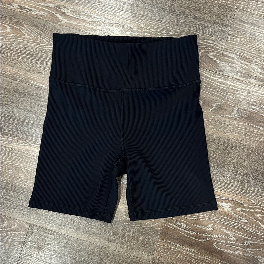 Athleta Elation 7in Ribbed Black Women's Bike Shorts